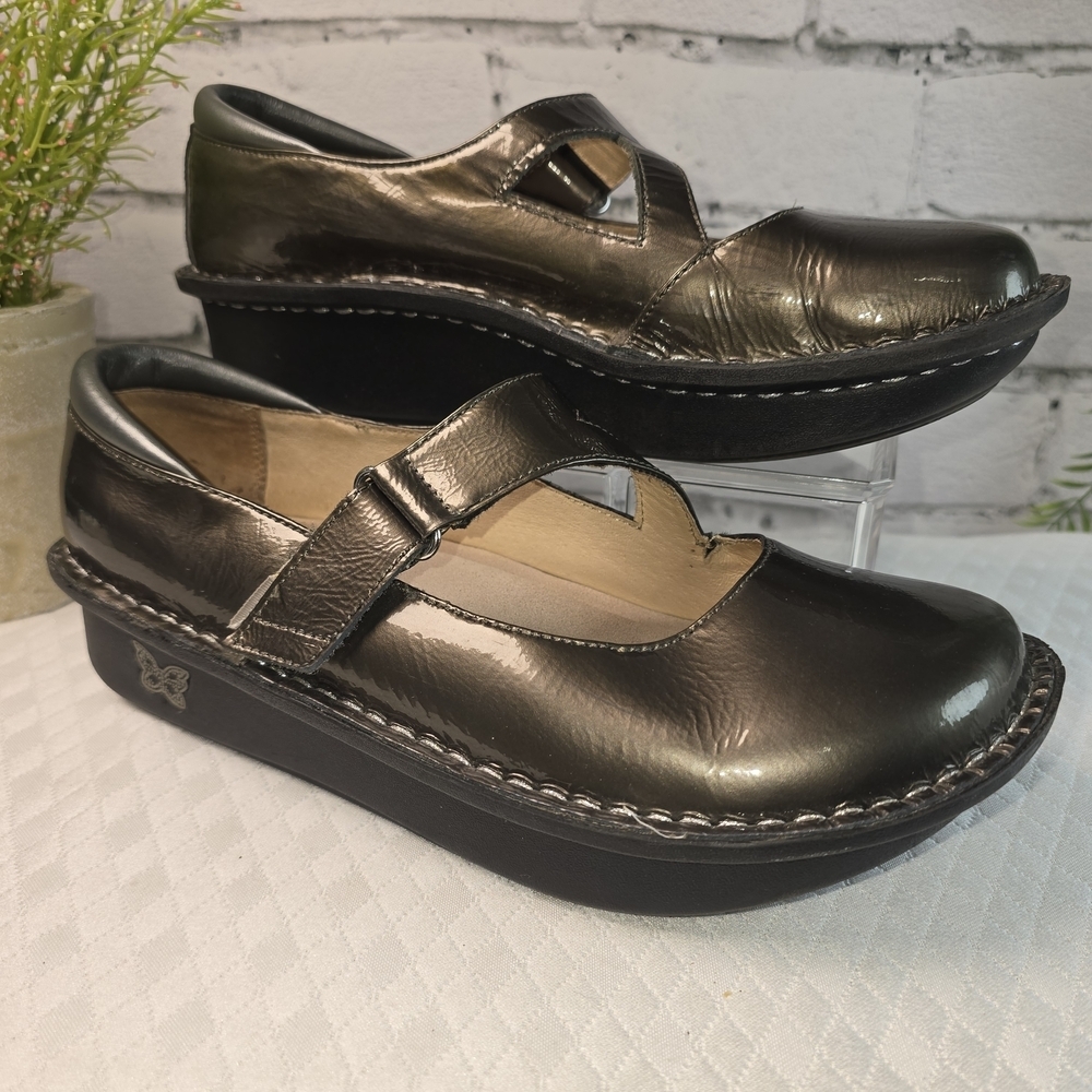 ALEGRIA DAY-123 PROFESSIONAL MARY JANE METALLIC DARK OLIVE HEALTHCARE WOMENS 39